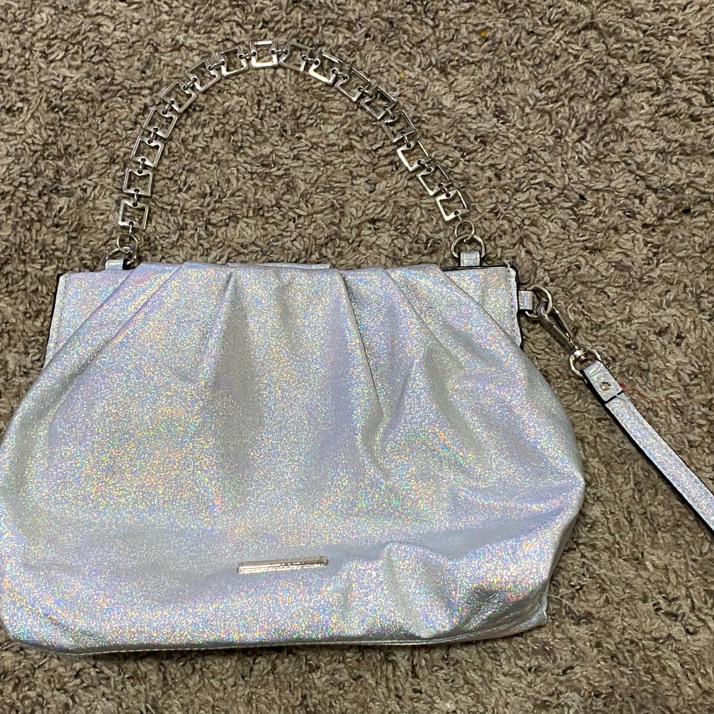 MADDEN GIRL holographic metallic silver shoulder bag